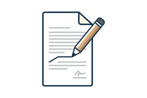 Document with Pencil Vector Icon for Real Crafting and Handmade Projects
