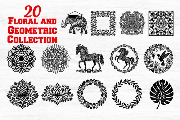 Floral and Geometric Collection SVG Set for Graphics and Crafts