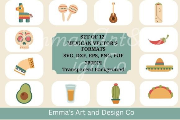 Mexican Vector Bundle: A Vibrant Graphic Design Asset for Crafts and Creative Content