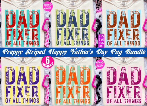 Preppy Funny Father’s Day PNG Bundle Dad – A Vibrant Graphic Design Asset for T-Shirt Designs
