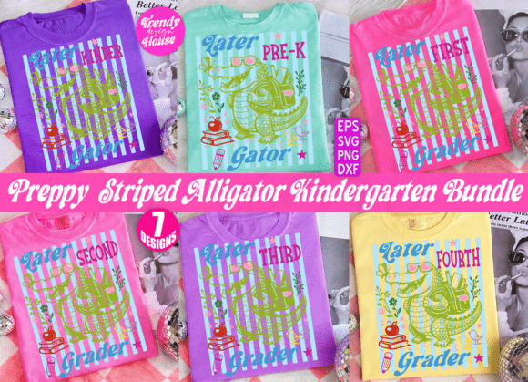 Preppy Later Gator PNG Bundle: A Versatile Graphic Design Asset for T-Shirt and Content Creators