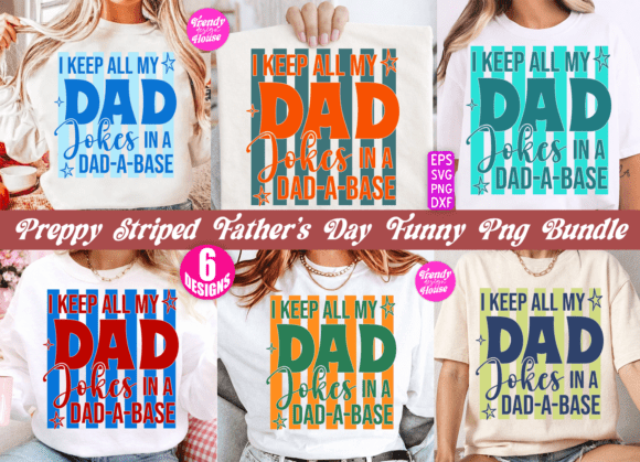Preppy Striped Funny Father PNG Bundle: A Versatile Graphic Design Asset for T-Shirt Creators