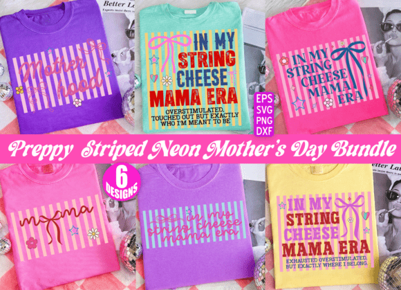 Preppy Striped Mother’s Day Graphics for T-Shirt Designs and More