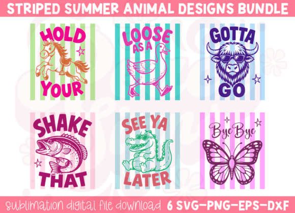 Preppy Striped Summer Animal SVG Bundle: A Versatile Graphic Design Asset for Crafters