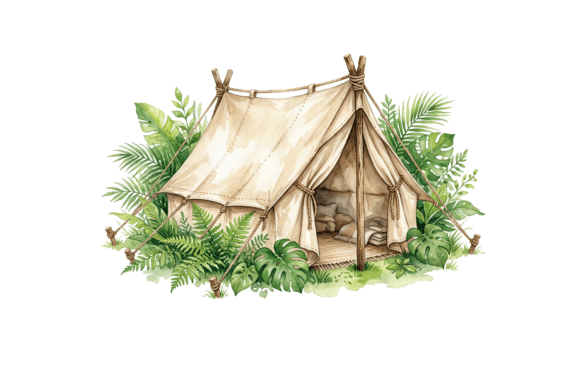 Safari Tent Camp PNG Graphics for Crafts