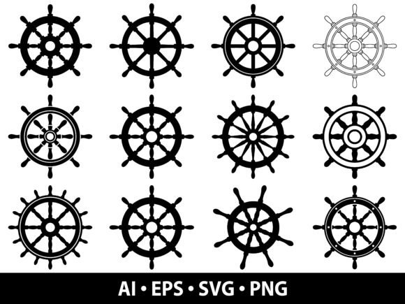 Ship Wheel Vector Bundle: Graphics for Nautical Design