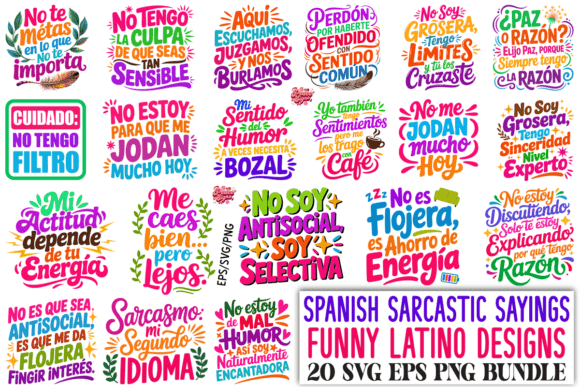 Spanish Sarcastic Sayings SVG PNG Bundle: A Creative Design Asset for Crafts and Graphics