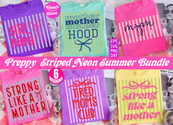 Stripes Mother’s Day PNG Bundle: A Versatile Graphic Design Asset for T-Shirt and Editorial Use