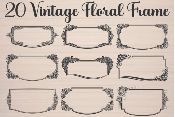 Vintage Floral Frame Graphics for Crafts and Editorial Design